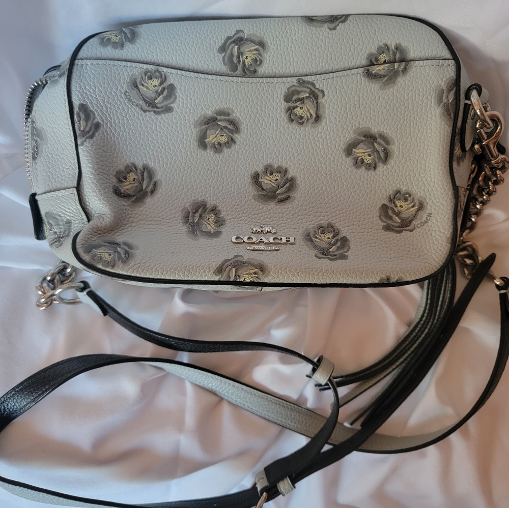Coach Rose print camera crossbody  bag